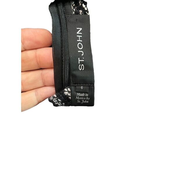 St John Womens Black Zip Knee Length Vertical Striped Tweed Sheath Dress Size 6 - Picture 8 of 13